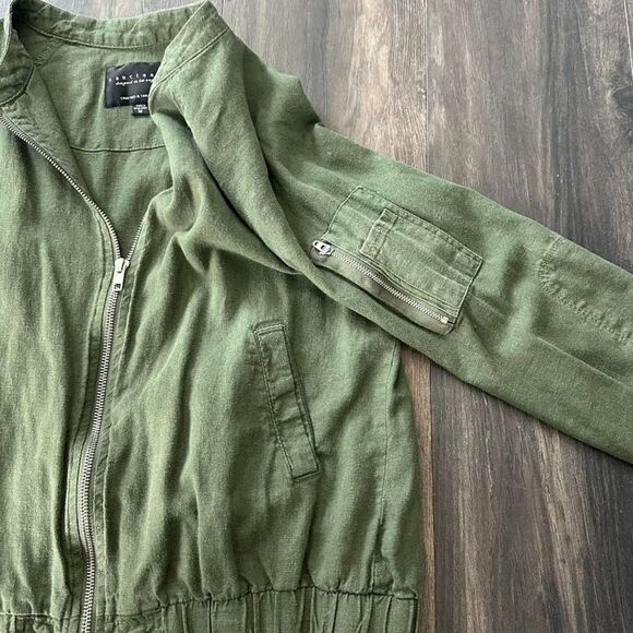Sanctuary Lightweight Jacket Military Green Full Zip w/ Pockets Women's Medium - Picture 3 of 5